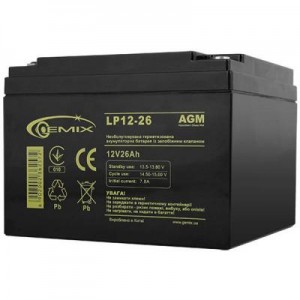Огляд Батарея до ДБЖ Gemix 12В 26 Ач (LP12-26): характеристики, відгуки, ціни.