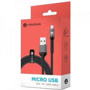 Дата кабель USB 2.0 AM to Micro 5P 1.0m 2.4A Denim Grey MakeFuture (MCB-MD1GR)