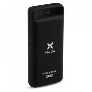 Огляд Батарея універсальна Vinga 20000 mAh QC3.0 Display soft touch black (VPB2QLSBK): характеристики, відгуки, ціни.