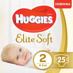 Підгузок Huggies Elite Soft 2 (4-6 кг) 25 шт (5029053547961_5029053578064)