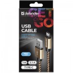 Огляд Дата кабель USB 2.0 AM to Type-C 1.0m USB09-03T PRO gold Defender (87812): характеристики, відгуки, ціни.