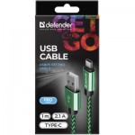 Огляд Дата кабель USB 2.0 AM to Type-C 1.0m USB09-03T PRO green Defender (87816): характеристики, відгуки, ціни.