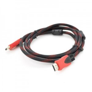 Кабель мультимедійний HDMI to HDMI 1.5m v1.4, OD-7.4mm Black/RED Merlion (YT-HDMI(M)/(M)NY/RD-1.5m)