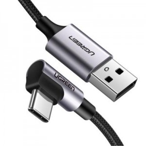 Огляд Дата кабель USB 2.0 AM to Type-C 1.0m US284 Angled Alum. Braid Black Ugreen (50941): характеристики, відгуки, ціни.