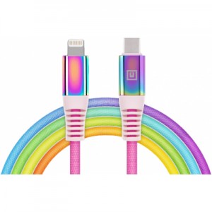 Огляд Дата кабель USB Type-C to Lightning 1.0m MFI Rainbow REAL-EL (EL123500054): характеристики, відгуки, ціни.