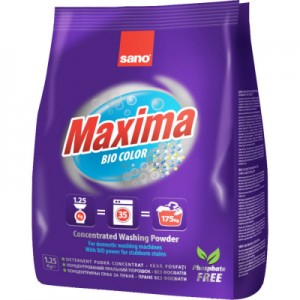 Огляд Пральний порошок Sano Maxima Bio Color 1.25 кг (7290000295343): характеристики, відгуки, ціни.