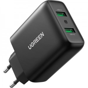 Огляд Зарядний пристрій Ugreen CD161 36W 2xUSB QC 3.0 Charger (Black) (10216): характеристики, відгуки, ціни.