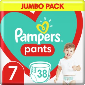 Огляд Підгузок Pampers трусики Pants Giant Plus Розмір 7 (17+ кг) 38 шт. (8006540069387): характеристики, відгуки, ціни.
