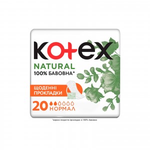 Огляд Щоденні прокладки Kotex Natural Normal 20 шт. (5029053548623): характеристики, відгуки, ціни.
