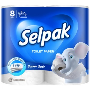 Огляд Туалетний папір Selpak 3 шари 8 рулонів (8690530204515): характеристики, відгуки, ціни.