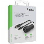 Огляд Зарядний пристрій Belkin Car Charger (24W) Dual USB-A, USB-A - USB-C, 1m, black (CCE001BT1MBK): характеристики, відгуки, ціни.