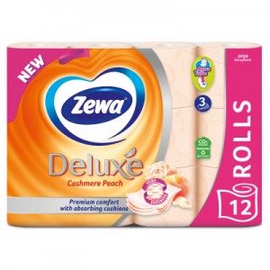 Огляд Туалетний папір Zewa Deluxe Персик 3 шари 12 рулонів (7322541396026): характеристики, відгуки, ціни.