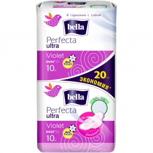 Огляд Гігієнічні прокладки Bella Perfecta Ultra Violet Deo Fresh 20 шт. (5900516306045): характеристики, відгуки, ціни.