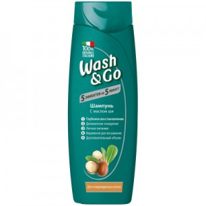 Огляд Шампунь Wash&Go з олією ши для пошкодженого волосся 400 мл (8008970042206): характеристики, відгуки, ціни.