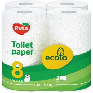 Огляд Туалетний папір Ruta Ecolo 2 шари 8 рулонів (4820202891093): характеристики, відгуки, ціни.