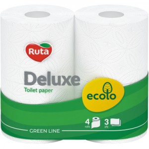 Огляд Туалетний папір Ruta Ecolo Deluxe 3 шари 4 рулони (4820202890324): характеристики, відгуки, ціни.