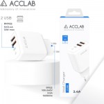 Огляд Зарядний пристрій ACCLAB AL-TC224 2хUSB 5В/2,4A/12W (1283126538834): характеристики, відгуки, ціни.