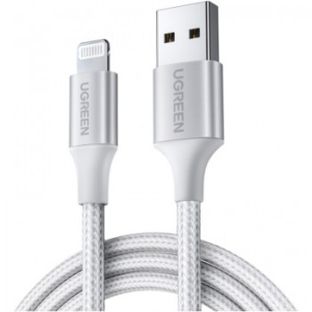 Дата кабель USB 2.0 AM to Lightning 2.0m US199 2.4A Silver Ugreen (60163)