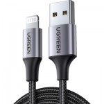 Огляд Дата кабель USB 2.0 AM to Lightning 2.0m US199 2.4A Black Ugreen (60158): характеристики, відгуки, ціни.