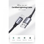 Огляд Дата кабель USB 2.0 AM to Lightning 2.0m US199 2.4A Black Ugreen (60158): характеристики, відгуки, ціни.