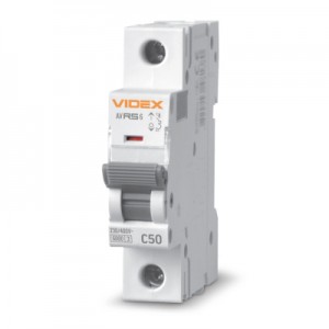 Огляд Автоматичний вимикач Videx RS6 RESIST 1п 50А 6кА С (VF-RS6-AV1C50): характеристики, відгуки, ціни.