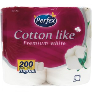 Огляд Туалетний папір Perfex Cotton Like Premium White 3 шари 4 рулони (8606102287329): характеристики, відгуки, ціни.
