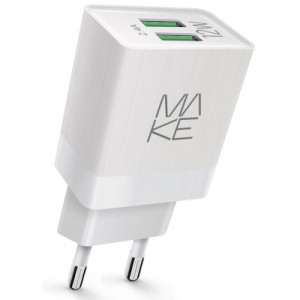 Огляд Зарядний пристрій MAKE 12W 2.4A+2.4А White (MCW-221WH): характеристики, відгуки, ціни.