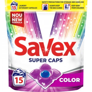 Огляд Капсули для прання Savex Super Caps Color 15 шт. (3800024046841): характеристики, відгуки, ціни.