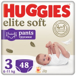 Підгузки Huggies Elite Soft 3 (6-11 кг) Mega 48 шт (5029053549293)