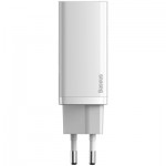 Огляд Зарядний пристрій Baseus 2xUSB 65W GaN (USB-C+USB-A) white (CCGAN2L-B02): характеристики, відгуки, ціни.