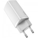 Огляд Зарядний пристрій Baseus 2xUSB 65W GaN (USB-C+USB-A) white (CCGAN2L-B02): характеристики, відгуки, ціни.