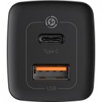 Огляд Зарядний пристрій Baseus 2xUSB 65W GaN (USB-C+USB-A) black (CCGAN2L-B01): характеристики, відгуки, ціни.