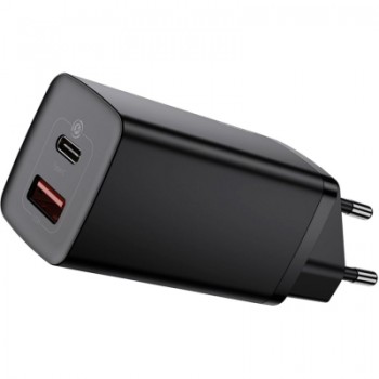 Зарядний пристрій Baseus 2xUSB 65W GaN (USB-C+USB-A) black (CCGAN2L-B01)