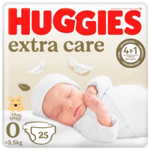 Огляд Підгузки Huggies Extra Care 0 (< 3,5 кг) 25шт (5029053548647): характеристики, відгуки, ціни.