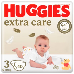 Огляд Підгузки Huggies Extra Care Size 3 (6-10 кг) 40 шт (5029053574400): характеристики, відгуки, ціни.