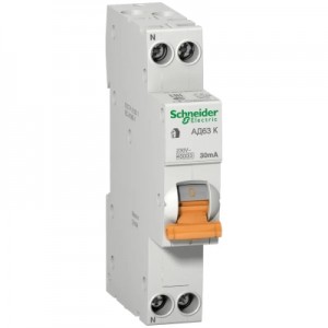 Огляд Диференціальний автоматичний вимикач Schneider Electric АД63К 1П+Н 32A 30MA C 18мм (12525): характеристики, відгуки, ціни.