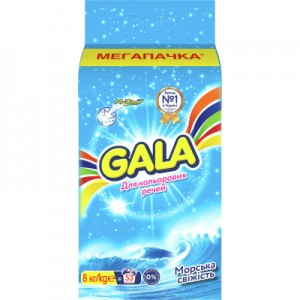 Огляд Пральний порошок Gala Автомат Морская свежесть для цветного белья 8 кг (8001090807373): характеристики, відгуки, ціни.