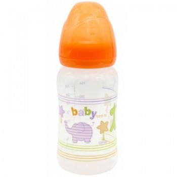 Пляшечка для годування Baby Team з широким горлом 6+, 250 мл (1002_оранжевый)