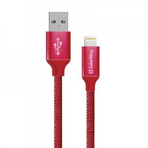 Дата кабель USB 2.0 AM to Lightning 2.0m red ColorWay (CW-CBUL007-RD)