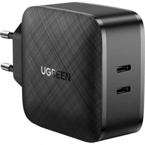 Огляд Зарядний пристрій Ugreen CD216 66W 2xType-C PD Charger (Black) (70867): характеристики, відгуки, ціни.