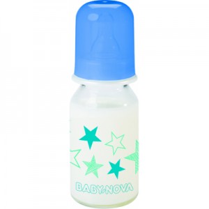 Огляд Пляшечка для годування Baby-Nova Декор скляна 125 мл Синя (3960332): характеристики, відгуки, ціни.