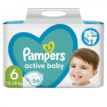 Підгузок Pampers Active Baby Giant Розмір 6 (13-18 кг) 56 шт (8001090950130)
