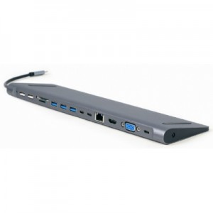 Огляд Концентратор Cablexpert USB-C 9-in-1 (Hub/HDMI/VGA/PD/card-reader/lan/audio) (A-CM-COMBO9-01): характеристики, відгуки, ціни.