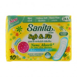 Огляд Гігієнічні прокладки Sanita Soft & Fit Maxi 24.5 см 10 шт. (8850461090285): характеристики, відгуки, ціни.