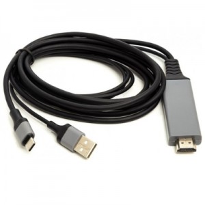 Кабель мультимедійний HDMI (M) to USB (AM) / Type-C (M) 1.0m PowerPlant (CA912025)