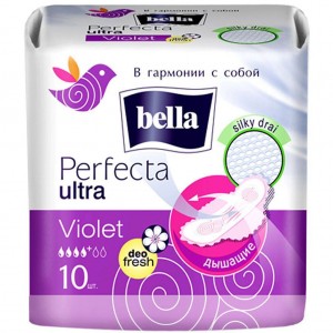 Огляд Гігієнічні прокладки Bella Perfecta Ultra Violet Deo Fresh 10 шт. (5900516306038): характеристики, відгуки, ціни.