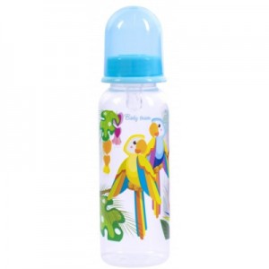 Пляшечка для годування Baby Team із силіконовою соскою 250 мл (1410_папуги)