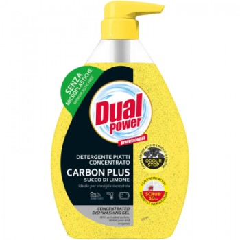 Засіб для ручного миття посуду Dual Power Carbon Plus Lemon концентрований 600 мл (8054633838518)