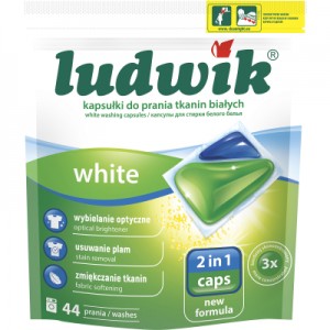 Огляд Капсули для прання Ludwik White 2 в 1 для білих речей 44 шт. (5900498025774): характеристики, відгуки, ціни.