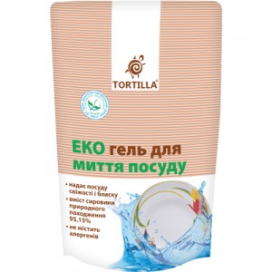 Огляд Засіб для ручного миття посуду Tortilla Еко гель запаска 500 мл (4820178060974): характеристики, відгуки, ціни.